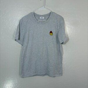 AMI Alexandre Mattiussi Shirt Mens XL Gray Smiley Face Embroidered Tee Casual